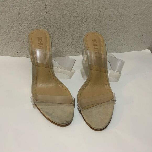 Schutz “Ariella Mule” Clear Strap Heels - Picture 1 of 10